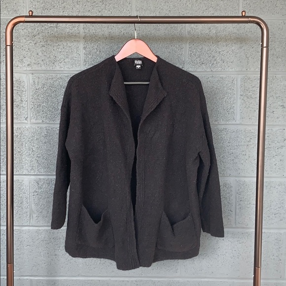 Eileen Fisher Sweaters - Eileen Fisher Black Wool Cardigan Jacket